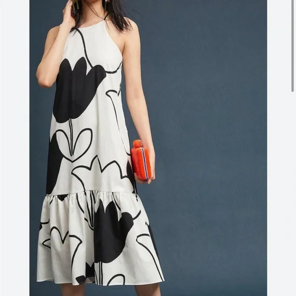 Anthropologie Corey Lynn Calter Drop Waist Black and White Dress - Picture 2 of 6